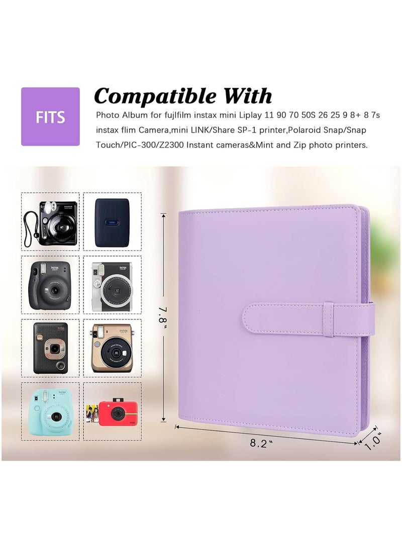 256 Photos Album for Fujifilm Instax Mini Camera, Polaroid 2x3” Zink Pictures, Photo Album Book for Fujifilm Instax Mini 11 12 9 90 70 40 8 Instant Camera, For Instax Mini Instant Film (Purple) - Image 5